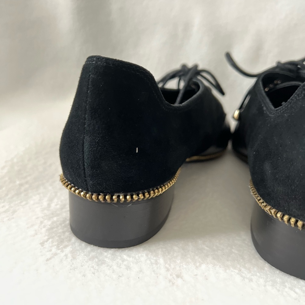 Adrianna Papell Size 8 1/2 Leather Black Lace-Up Loafer with Zippered Accent - Picture 8 of 15